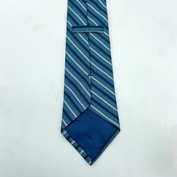Coach Silk Tie Mens Necktie Teal Blue Diagonal Stripe‎ Textured Italian Jacquard - Picture 7 of 9